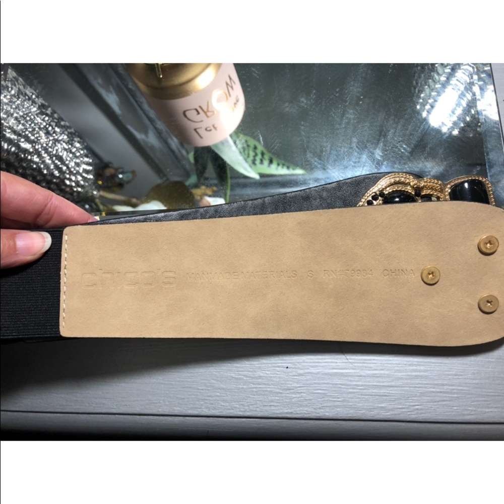 Chicos Jeweled Wide Leather Belt Womens - Picture 7 of 7